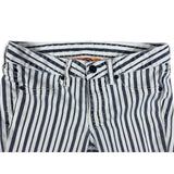 Tory Burch Women's White Blue Striped Marleen Stretchable Jeans Sz 26