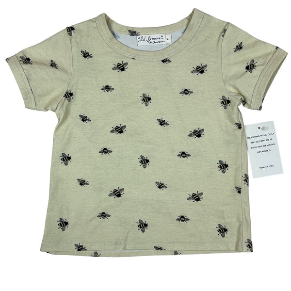 Lil Lemons Organic Cotton Bee Print Kids Tee 4T Soft Stylish Top