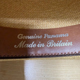 Vintage Genuine Panama Handwoven Straw Wide Brim Hat Black Ribbon Size 6 7/8