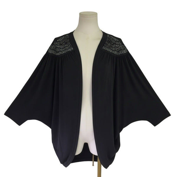Fashion Bug Womens Black Spandex Embellished Open Cardigan Plus Size 3X