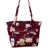 Vera Bradley Women’s Maroon Quilted Blooms & Branches Floral Print Vera Tote Bag