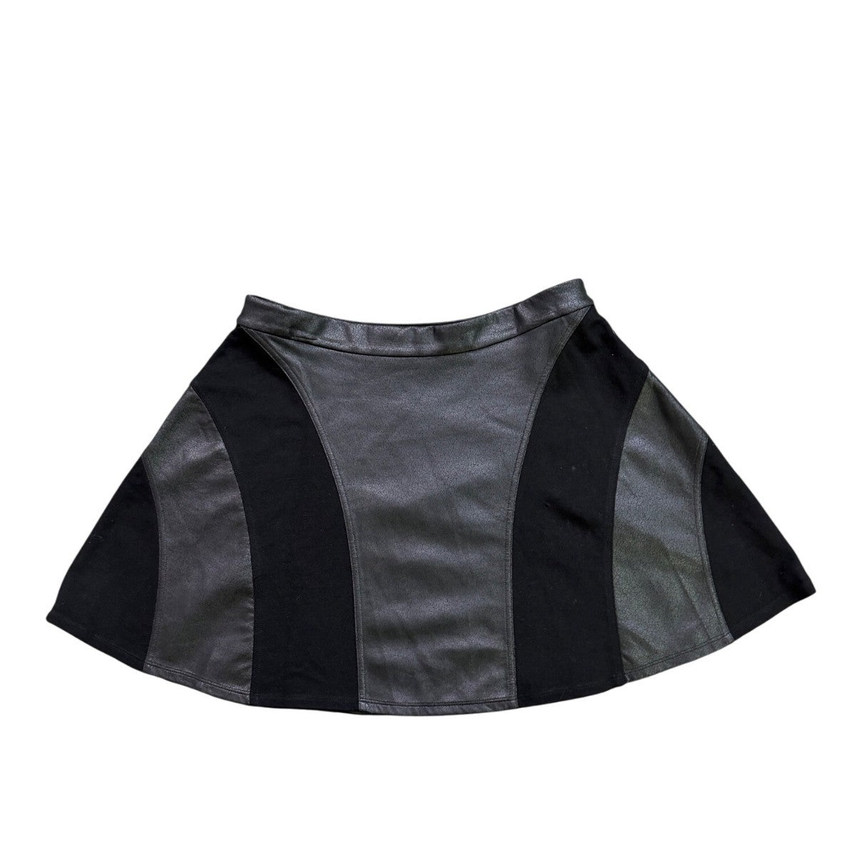 Jessica Simpson Womens Black Faux Leather Paneled Skater Skirt Sz L