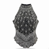 Papell Boutique Womens Black Silk Beaded Halter Top Evening Wear Size M
