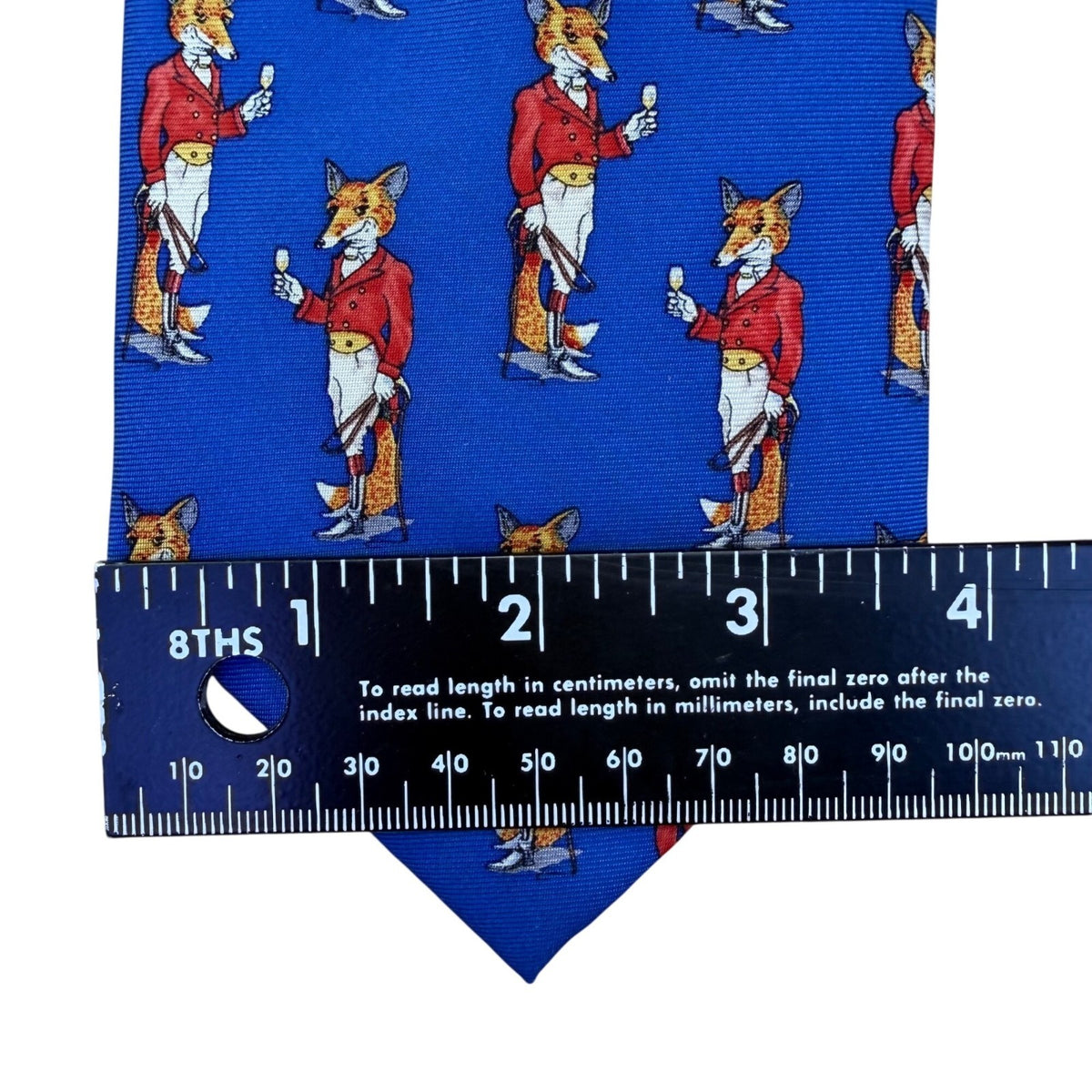 Fox & Chave Mens Blue 100% Silk Novelty Tie With Fox Hunt Pattern Hand Made