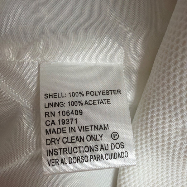 Tahari Womens White Polyester Short Sleeve Gold Button Detail Blouse Size 4
