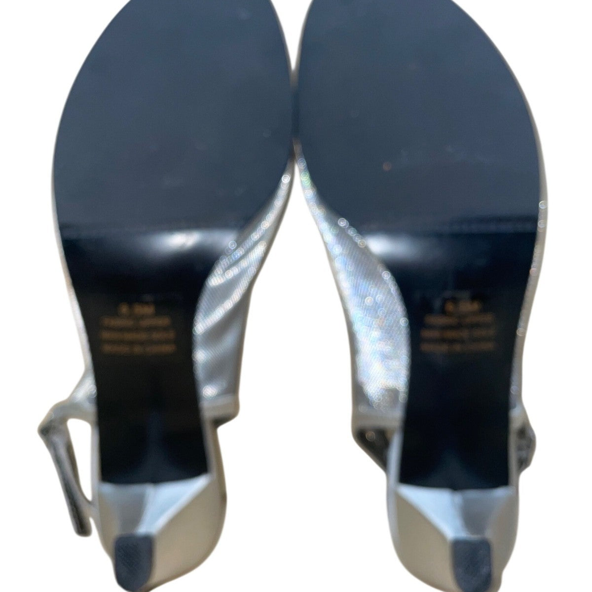 David Tate Women’s Silver Satin Slingback Bow Accent Peep-Toe Heels Size 6.5M