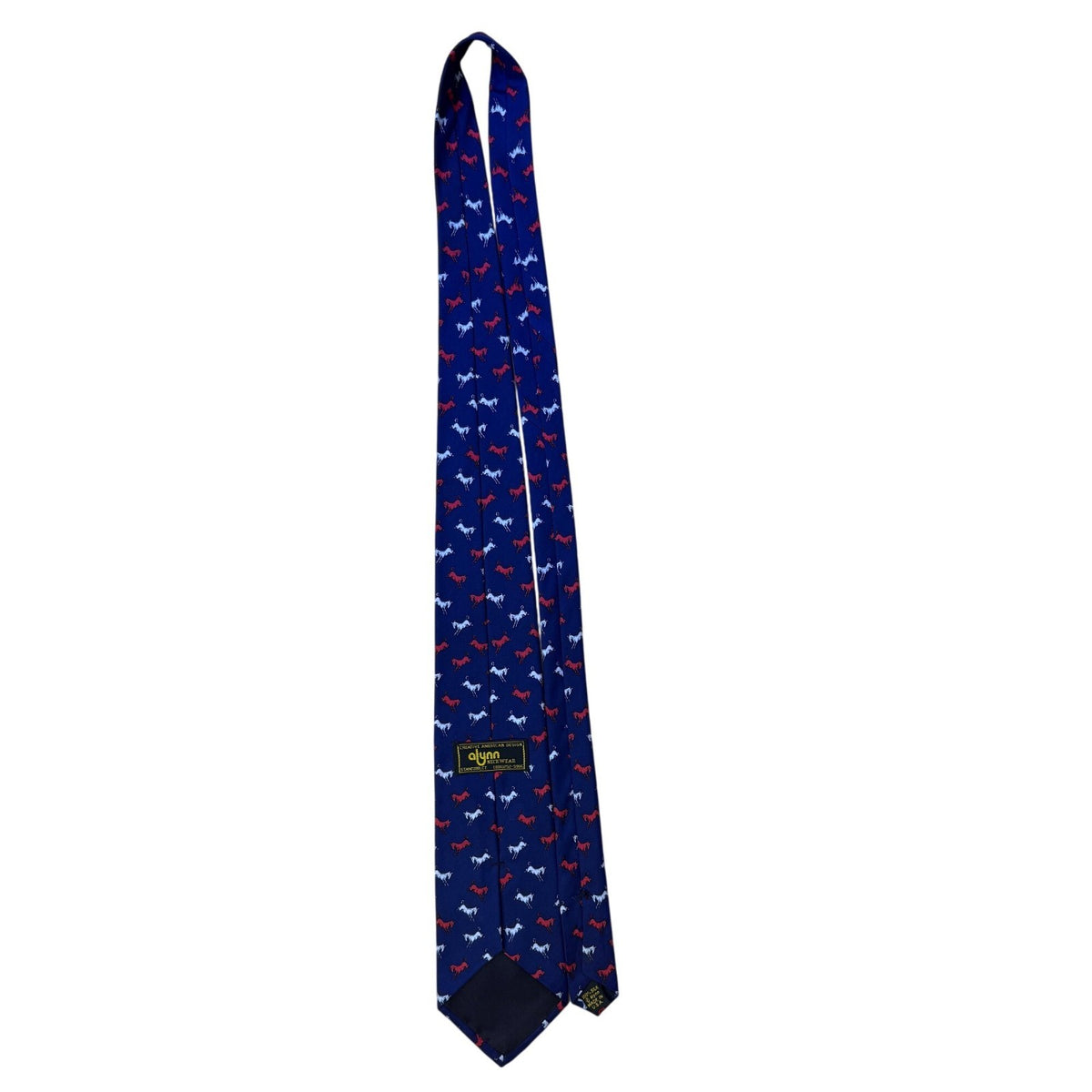 Alynn Mens Blue Silk Horse Pattern Tie Creative American Design USA-Made