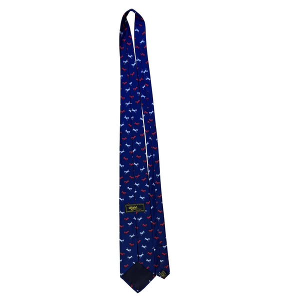 Alynn Mens Blue Silk Horse Pattern Tie Creative American Design USA-Made