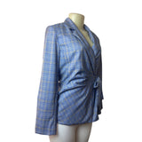 SOHO by Stephanie Horne Women's Blue and Gray Plaid Blazer Sz S