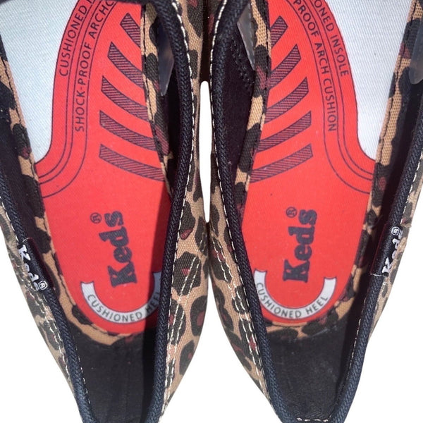 Keds Women’s Brown Leopard Print Cushioned Slip-On Canvas Sneakers Size 10