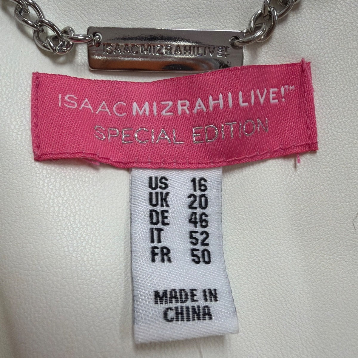Isaac Mizrahi Live Womens Off-White Faux Leather Cropped Jacket US Size 16