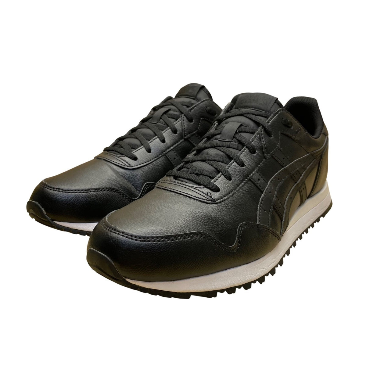 Asics Men’s Black Leather Lace-Up Cushioned Sole Casual Running Sneakers Size 13