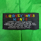 Looney Tunes Mens Green Christmas Holiday Neck Tie Tweety & Sylvester Print