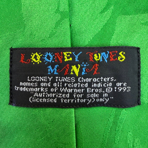 Looney Tunes Mens Green Christmas Holiday Neck Tie Tweety & Sylvester Print