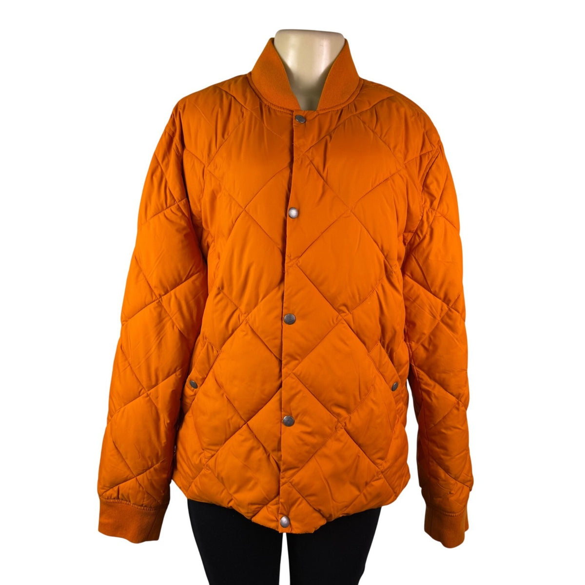 Lucky Brand Womens Orange Quilted Jacket Water-Resistant Durable Size L