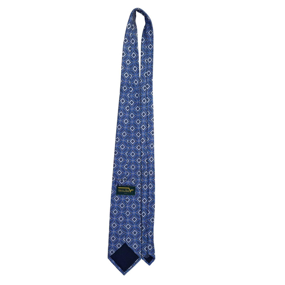 Valentino Rudy Mens Blue Microfiber Geometric Pattern Necktie Handcrafted Italy