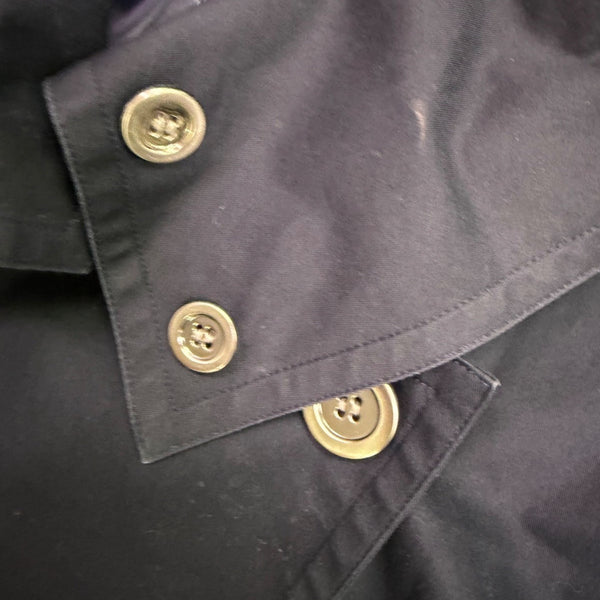 Sanyo Women Navy Blue Double-Breasted Trench Coat Belted With Buttoned Cuffs