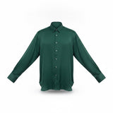 Zara Womens Green Satin Button-Up Long Sleeve Shirt Chic Fashion Sz XL