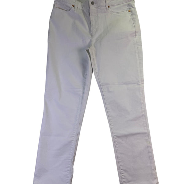 Lands End Womens White Stretch Cotton Blend Straight-Leg Jeans Size 14