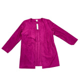 Chicos Womens Magenta Faux Suede Topper Open Long Sleeve Jacket Size 2