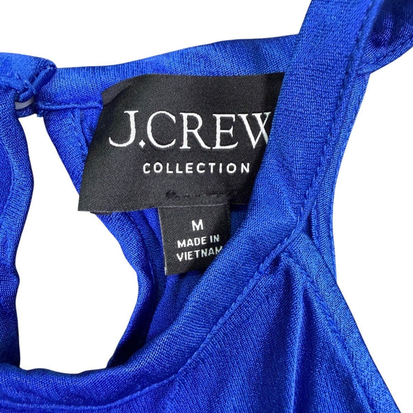 J.Crew Womens Blue Satin Jumpsuit With Halter Neck & Wide-Leg Pants Size S