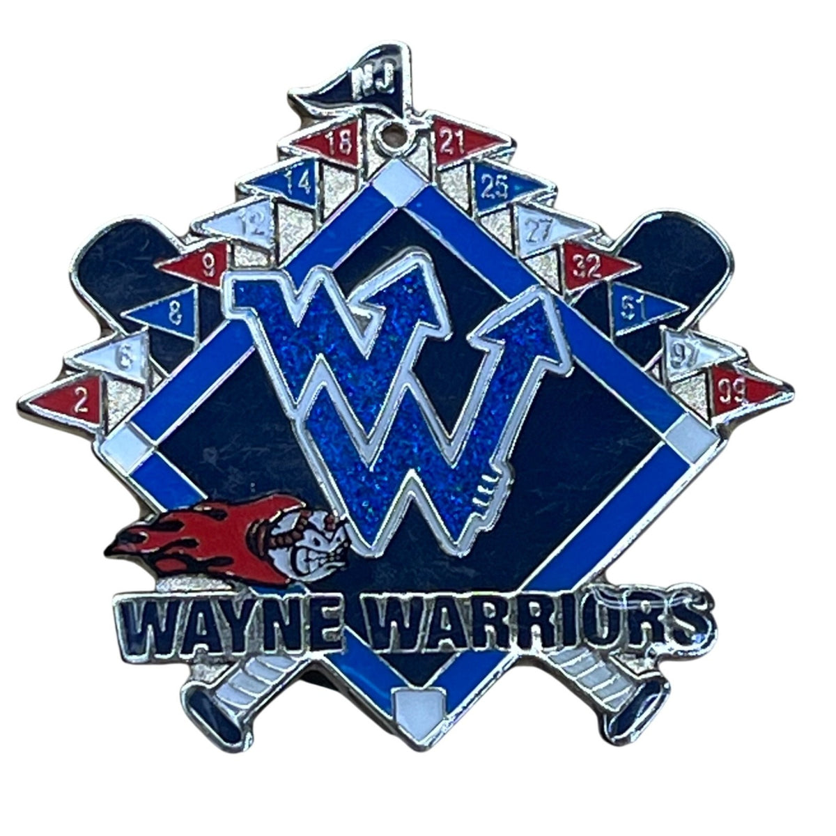 Wayne Warriors Baseball Marker Pin Badge With Dual Clutch Back