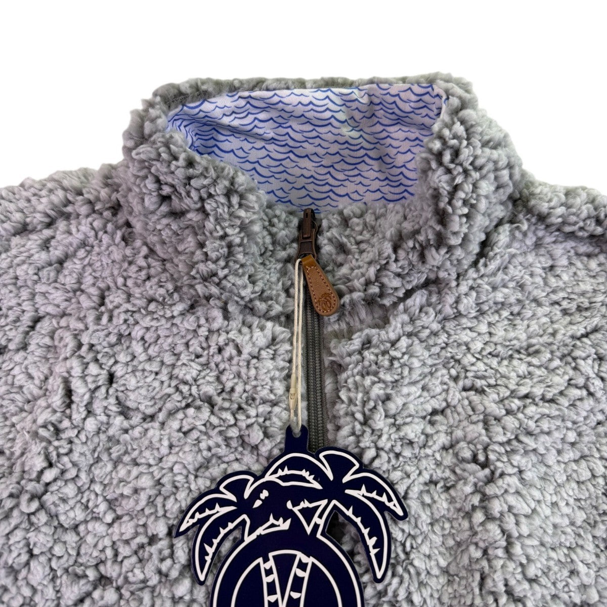 USA Palm Mens Grey Reversible Sherpa Fleece Pullover 6-Way Stretch Warm Sz L
