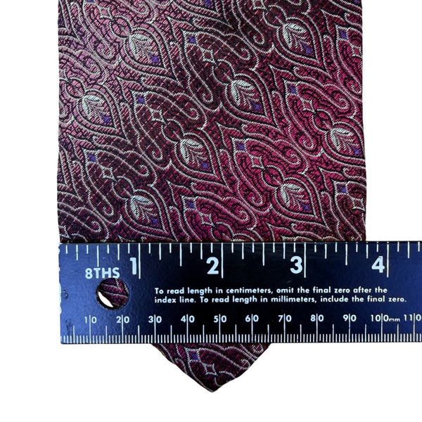 Smithsonian Institution Mens Magenta Purple 100% Silk Paisley Pattern Tie