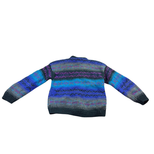 Snowfox Women’s Blue & Purple Handmade Knitted Cardigan From Nepal