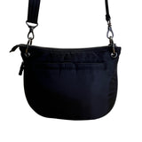 Lug Quilted Black Nylon Adjustable Strap & Zipper Pockets Swivel Crossbody Bag