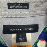 Tommy Hilfiger Mens Blue Linen & Cotton Hawaiian Floral Button-Up Shirt Size M