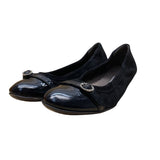 Attilio Giusti Leombruni Women’s Black Suede & Patent Cap Toe Flats Size 39
