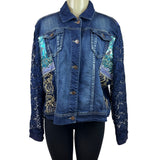 Berek Womens Medium Denim Jacket With Lace Sleeves Size 1X