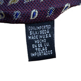 Claiborne Mens Burgundy Silk Paisley Necktie Classic Pattern 