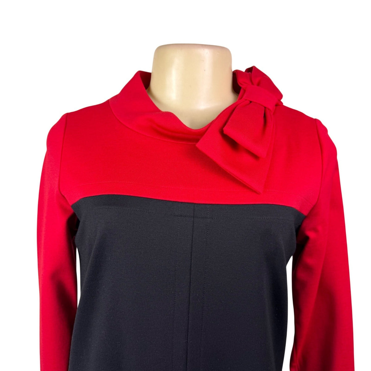 Sara Campbell Womens Red & Black Rayon Blend A-Line Dress Bow Accent XS