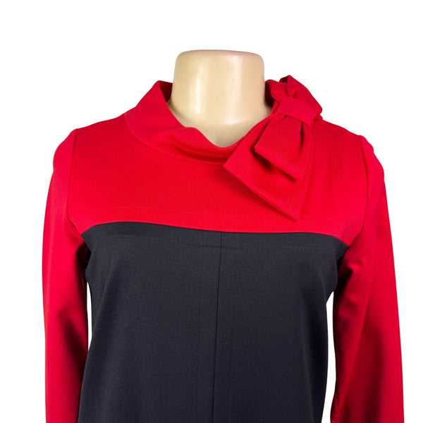 Sara Campbell Womens Red & Black Rayon Blend A-Line Dress Bow Accent XS