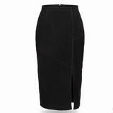 Brandon Thomas Womens Black Leather Midi Skirt With Slit Size 6