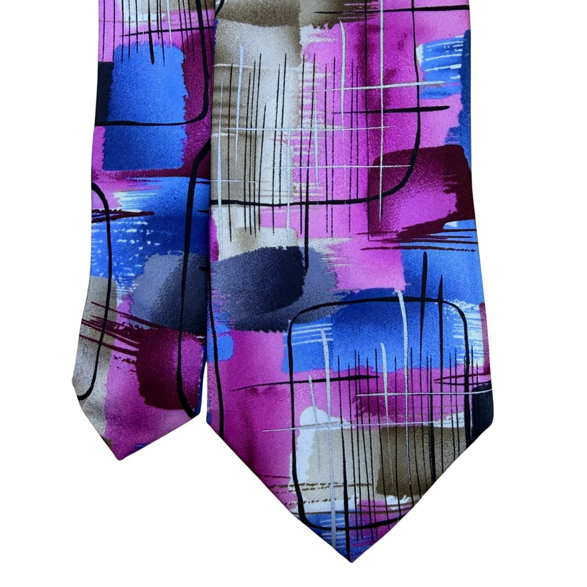 Garcia Mens Multi-Color 100% Silk Tie Abstract Brushstroke Pattern