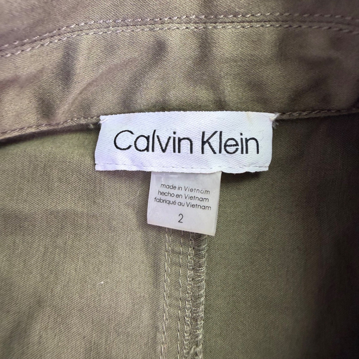Calvin Klein Womens Olive Sleeveless Maxi Shirt Dress Size 2