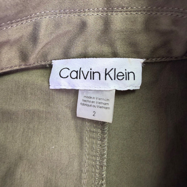 Calvin Klein Womens Olive Sleeveless Maxi Shirt Dress Size 2