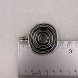 Silver Tone Magnetic Reversible Pendant Jewelry Multi-Color Glass Bead Circular