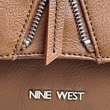 Nine West Women's Brown Leather Foldover Crossbody Purse Sz M