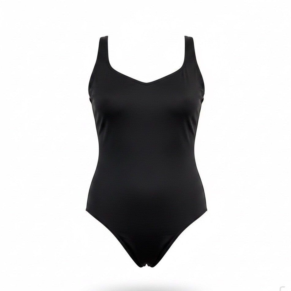Lands End Womens Black Nylon/Spandex One Piece Swimsuit Stylish Fit Size 14