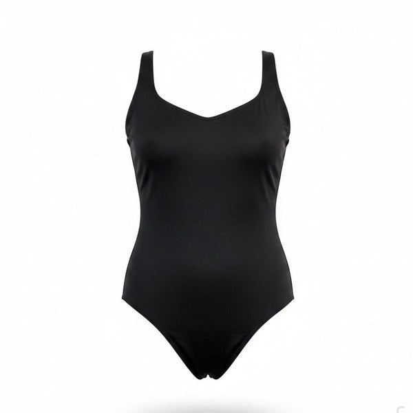 Lands End Womens Black Nylon/Spandex One Piece Swimsuit Stylish Fit Size 14