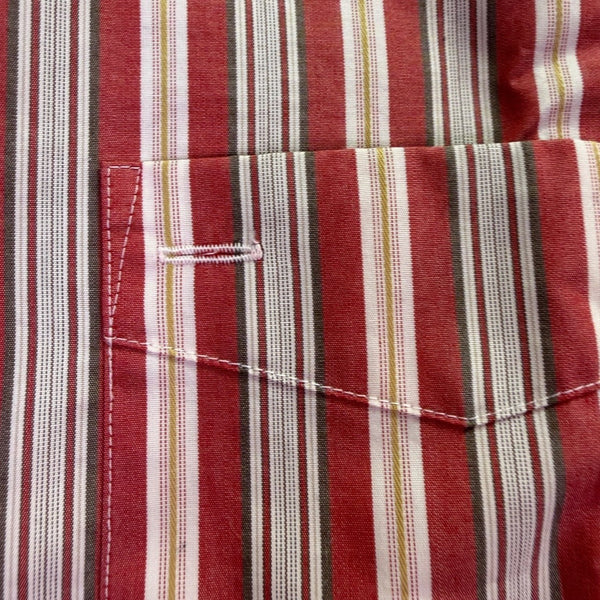 Faconnable Mens Red & White Cotton Striped Long Sleeve Button-Up Shirt Size XL