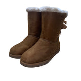 Hot Tomato Women’s Brown Faux Suede & Fur Joanna Back Bow Winter Boots Size 10M