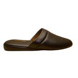 The Vermont Country Store Men’s Black Leather Slip-On House Slippers Size 9M