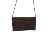 Handmade Women’s Brown & Copper Beaded Chevron Metal Strap Clutch Bag