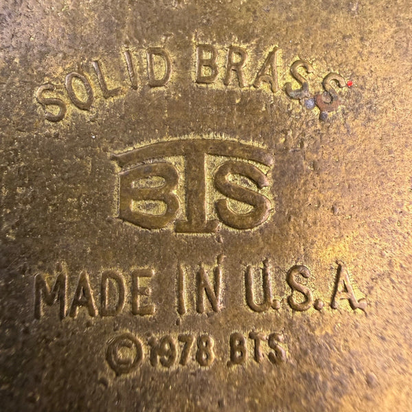 BTS Solid Brass Unisex Oval Belt Buckle Sailing Ship & Wind Motif 1978 USA Made