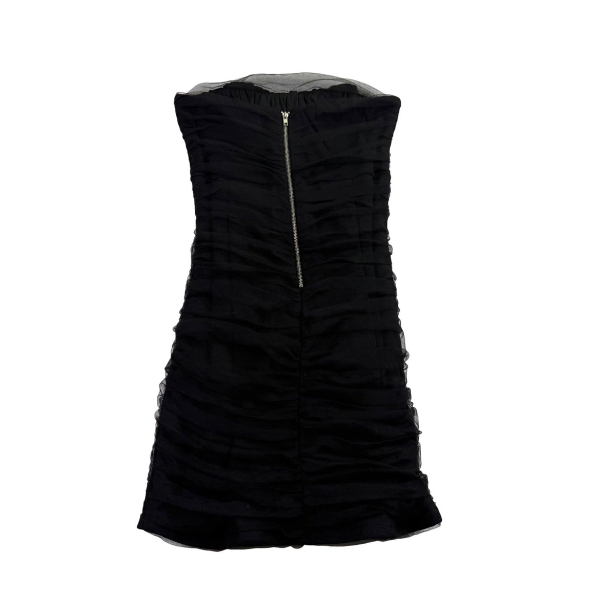 Thirty Thirty Womens Black Strapless Mini Dress Elegant Ruched Cocktail Sz S
